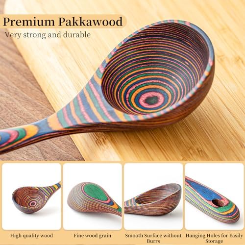 Gudamaye Pakkawood Rainbow Deep Soup Ladles,Pakkawood Ladle,10.6 inch