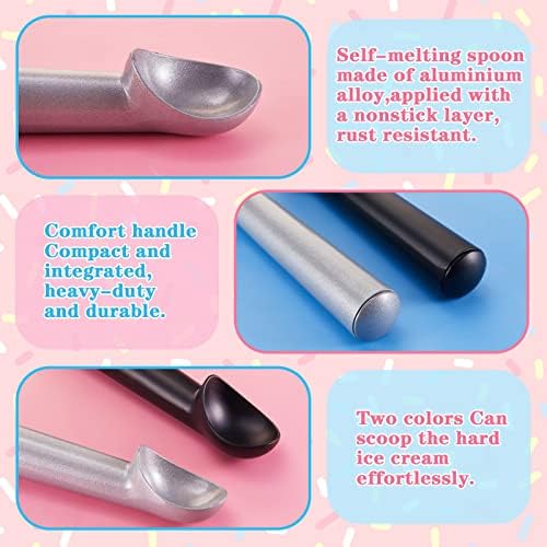 Gejoy 8 Pcs Ice Cream Scoop Set, Ice Cream Scoops 7 Inch, Black and