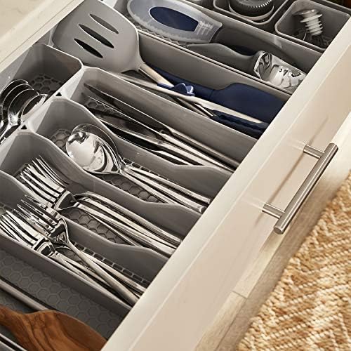 Spectrum HEXA 5-Divider Expandable Silverware Tray (Stone Gray)