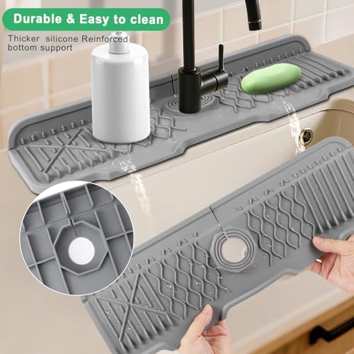 17 Inch Faucet Mat For Kitchen Sink Splash Guard Behind Faucet,5°Slope
