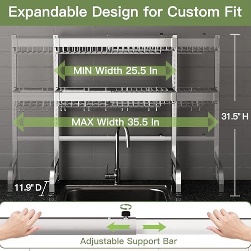BOOSINY Extra Large Over-the-Sink Dish Drying Rack