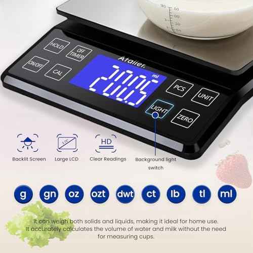 Rechargeable Digital Kitchen Scale, 0.1g Resolution Max 5kg 11Ibs