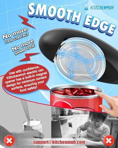 KITCHENMUH One Touch Electric Can Opener Fits All Can Sizes for