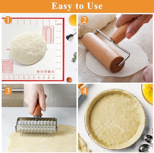 3pcs Pizza Tool Set, Include Pizza Docker, Pizza Dough Roller and