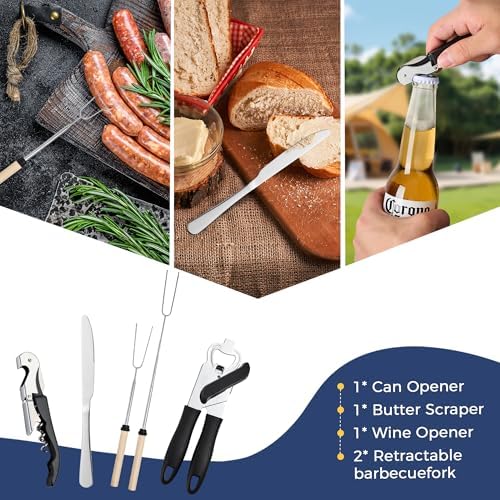 THTYBROS 34-Piece Stainless Steel Camping Utensil Set