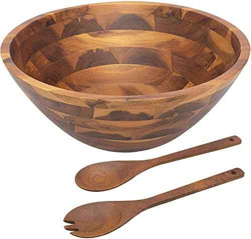 AIDEA Salad Bowls, Wooden Salad Bowls Set, Large Acacia Wood Serving