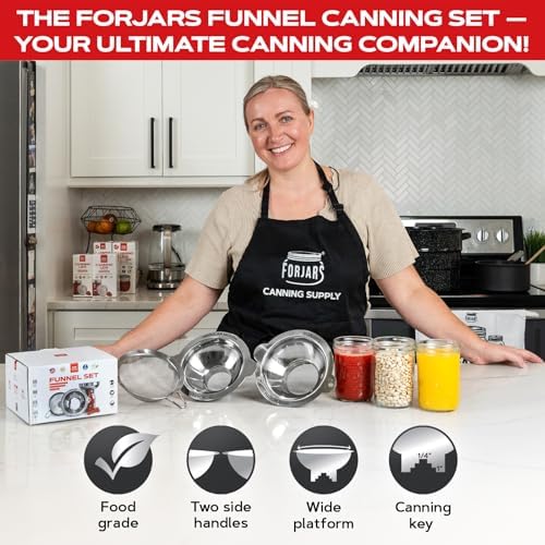FORJARS Canning Funnel Set - with Strainer for Wide and Regular Mason