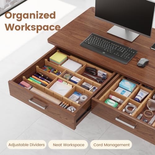 Bamboo Drawer Dividers 8 Pack with Inserts, Kitchen Adjustable Drawer