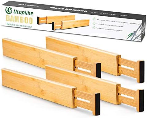 Utoplike 4 Pcs Bamboo Kitchen Drawer Dividers