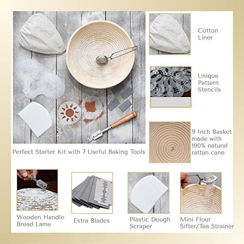 9 Inch Bread Banneton Proofing Basket Set - Round Sourdough Baking