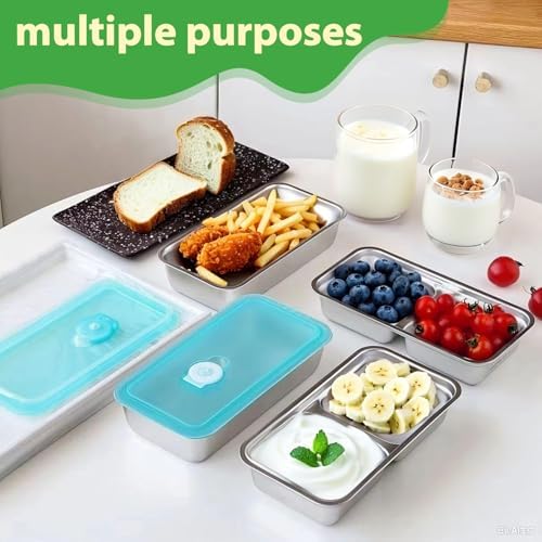 Stainless Steel Snack Containers, 6-Pack Reusable Grab and Go
