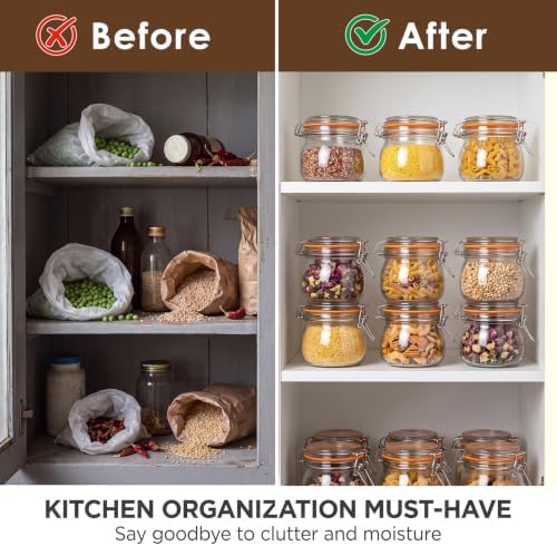 Small Glass Jars with Airtight Lids 17 oz, 6 Pack Mason Jars