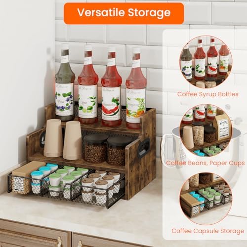 Homode Coffee Syrup Rack Organizer, 3-Tier 8-Bottle Holder