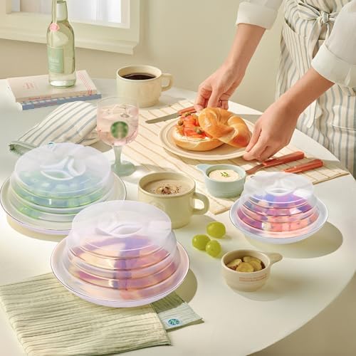 Set of 3 Collapsible Silicone Microwave Plate Cover for Food, Easy