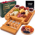Bamboo Charcuterie Boards Gift Set - Meat and Cheese Tray with Utensils