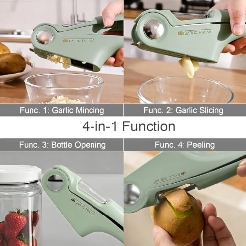 4 in 1 Garlic Press and Slicer (Green)
