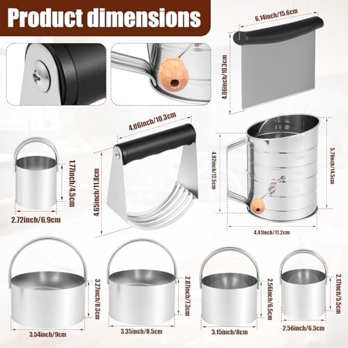 Stainless Steel Biscuit Cutter Set, Ergonomic Pastry Scraper and Dough