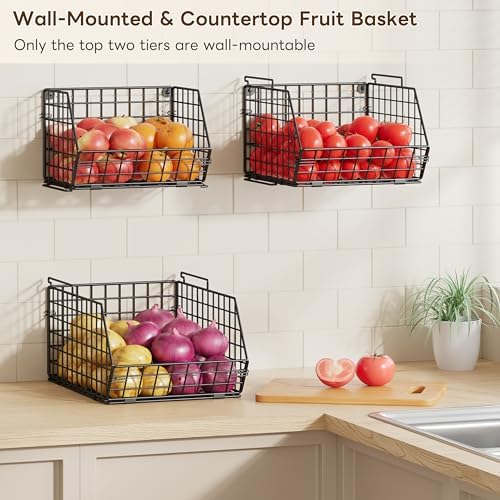 3-Tier Stackable Wire Baskets for Counter