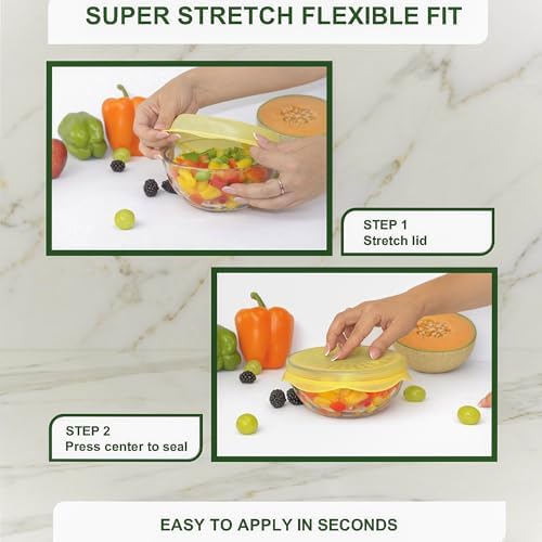 Silicone Stretch Lids, 6 PCS, Reusable Food Covers
