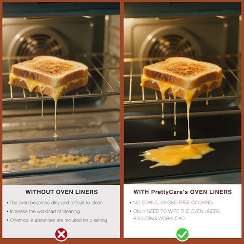 PrettyCare Oven Liners for Bottom of Oven - 2 Pack Large Heavy Duty