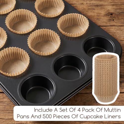4 Pcs Muffin Pan for Baking, 12 Cup Nonstick Carbon Steel Cupcake Pan