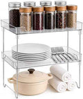 Masirs Clear Stackable Shelf, Easily Organize Your Kitchen Counter and Cabinet Shelves While Creating Extra Storage Space with This Foldable Translucent Plastic Shelf, (2-Pack)