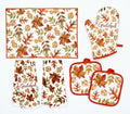 6pc Set Fall Leaves Design Seasonal Kitchen Towel Set - 2 Oven Mitts