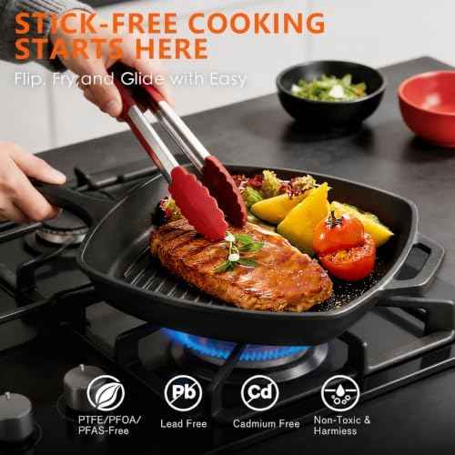 6 Piece Pre-seasoned Cast Iron Cookware Set with Dutch Oven, Skillets