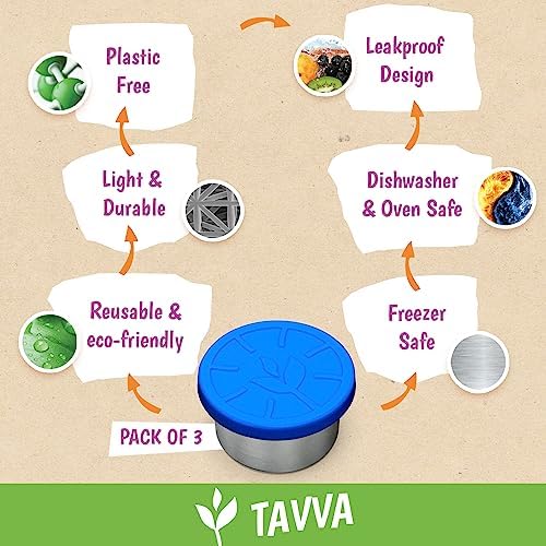 TAVVA 3 X 1.5oz Condiment Containers with Lids, Leakproof Silicone