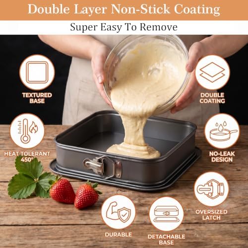 Non Stick Springform Pan, 14.17 x 9.4 Inch Rectangle Cheesecake Pan