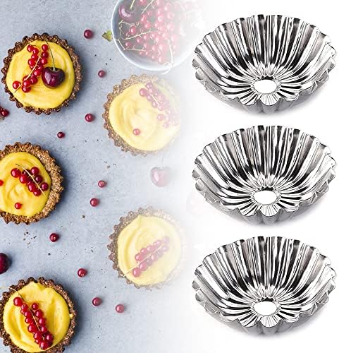 12 Pcs Aluminum Alloy Mini Tart & Pie Pan Set - Cake Cup Jelly Mold