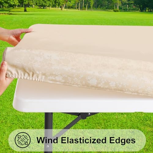 Smiry Heavy Duty Vinyl Fitted Tablecloths for 5 Foot Rectangle Tables