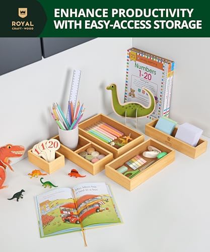 ROYAL CRAFT WOOD 5-Piece Bamboo Drawer Organizer Set – Multi-Use