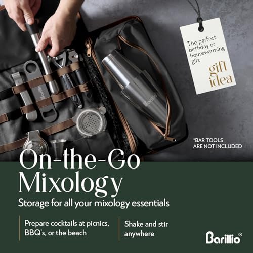 Barillio Bartender Bag (Without Tools) - Stylish, Waxed Canvas, Roll