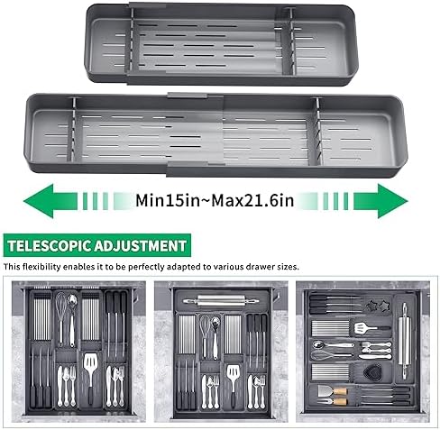 Kitchen Drawer Silverware Organizer, Adjustable Cutlery Organizer