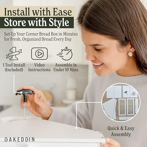 Corner Bread Box for Kitchen Countertop - New 2026 Airtight Design - Extra Large, Double Layer White Breadbox, Vintage Storage for Homemade Bread, Under Cabinet Organizer