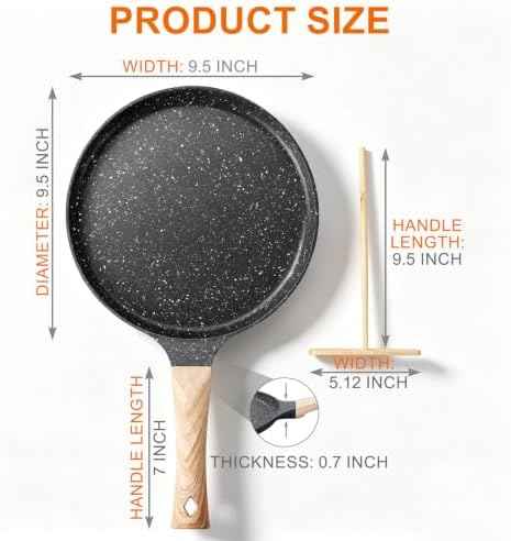 10-Inch Nonstick Griddle Pan, Premium Granite Coating Flat Skillet for