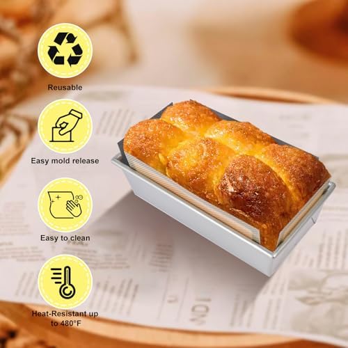 2 Pcs Thickened Silicone Bread loaf pan liners for baking bread