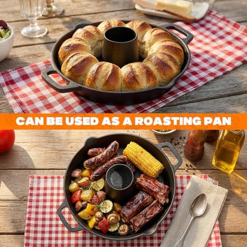 onlyfire Pre-Seasoned Cast Iron Chicken Roaster for Beer Can Turkey
