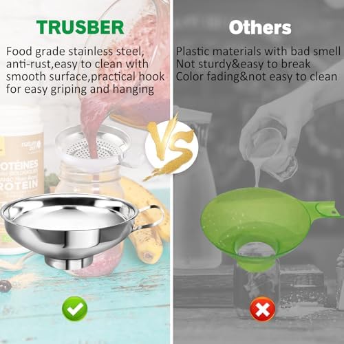 Canning Funnel with Strainer, Food Grade Funnel for Kitchen Use, Metal