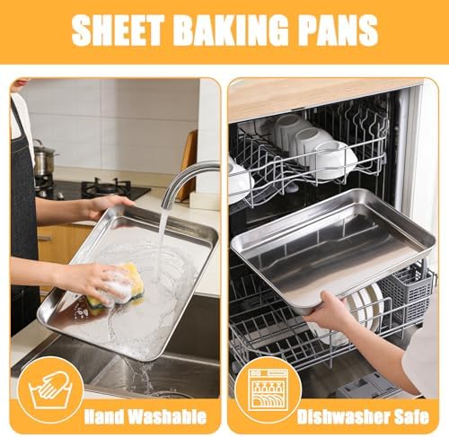 9x13 Inch Stainless Steel Baking Sheet, Quarter Sheet Pan, 2 Pack