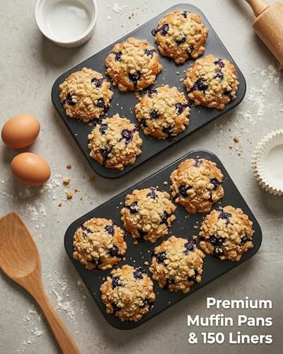 CARTMAN 2-Pack Jumbo Muffin Pan with 150 Liners, 12.6" x 8.3"