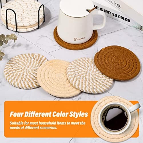 Mckanti Drink Coasters Set of 8, 4 Colors Absorbent Coasters for