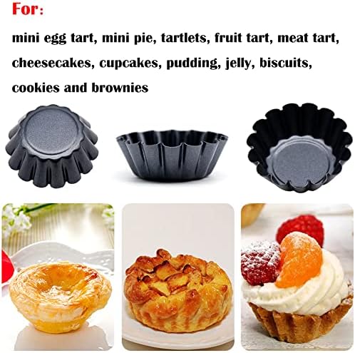 12 Packs Egg Tart Mold, Bigger Size 3 x 0.9inch, Non-Stick Pan Carbon