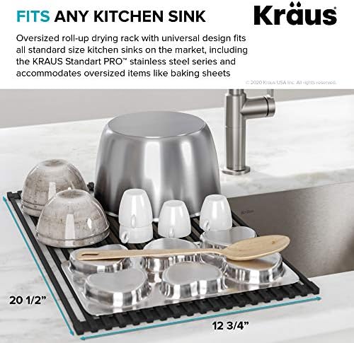Kraus KRM-10DG Over-Sink Roll-Up Dish Drying Rack, Dark Grey