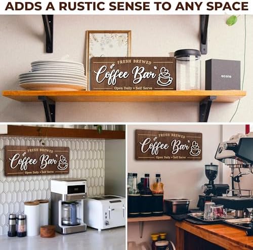 Coffee Bar Sign for Wall, Vintage Cafe Station Signs for Coffee Bar