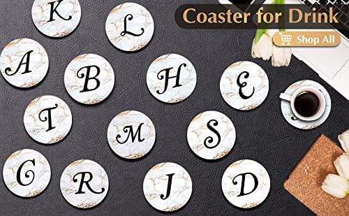 Monogrammed Coasters for Drinks Absorbents with Holder, Set of 6
