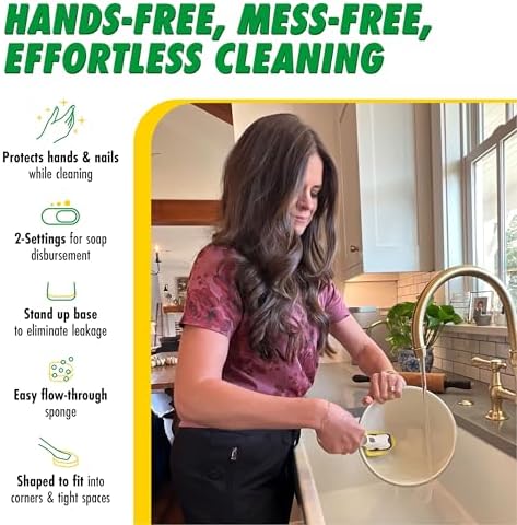 Libman Dishmatic I-Stand Dish Wand Kit, 3 Sponge Refills