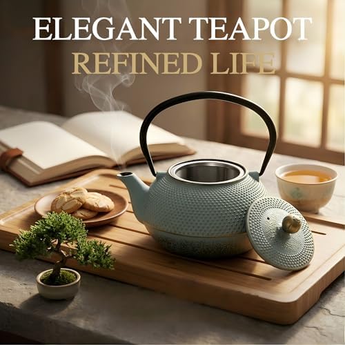 Cast Iron Teapot with Stainless Steel Infuser, 30.4oz