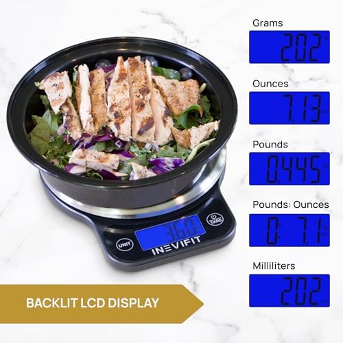INEVIFIT Digital Kitchen Scale, Highly Accurate Multifunction Food